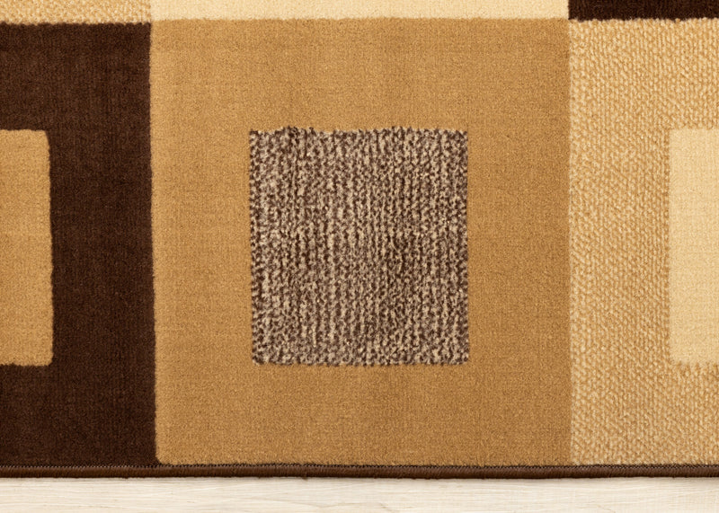 Tapis Florence a carreaux superposes marron et beige, 7'9\" x 10'6\"