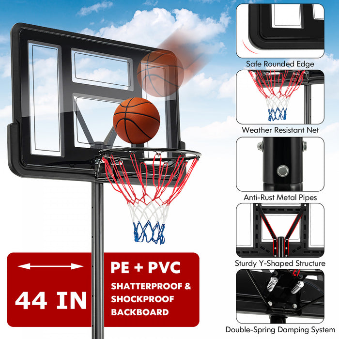 Panier De Basket Reglable En Hauteur 135-305cm, Jeu De Basket-ball Avec Panneau Arriere Incassable, Roues Et Base Remplissable, Support De Basket-ball Pour Enfants, Adolescents Et Adultes