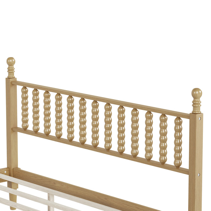 Oliver Lit Plateforme Retro en Bois avec Tete de Lit en Forme de Gourde et Support en Lattes en Bois Robustes, Taille King, Naturel