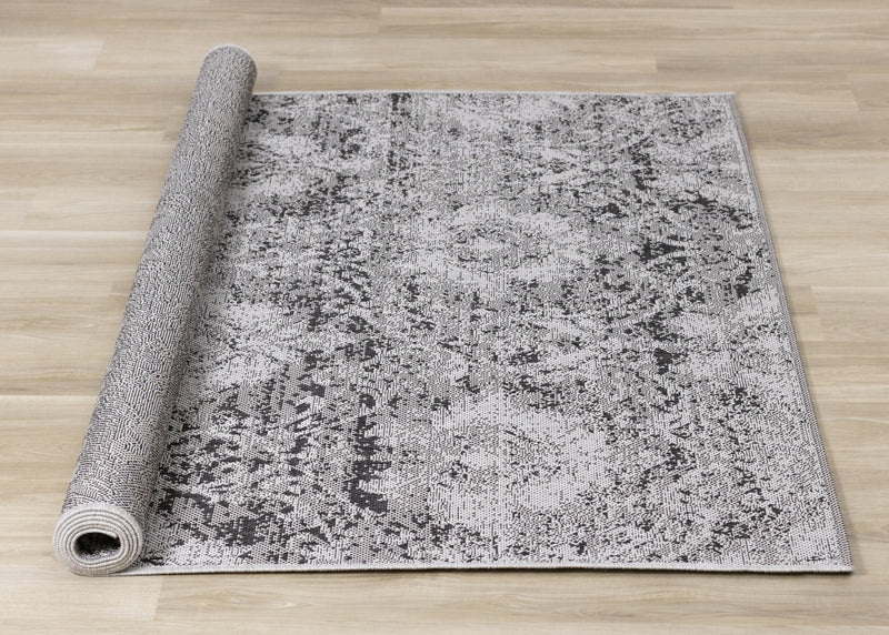 Carpette Jackson à motif damassé vieilli pour l'intérieur et l'extérieur - 5 pi 3 po x 7 pi 7 po