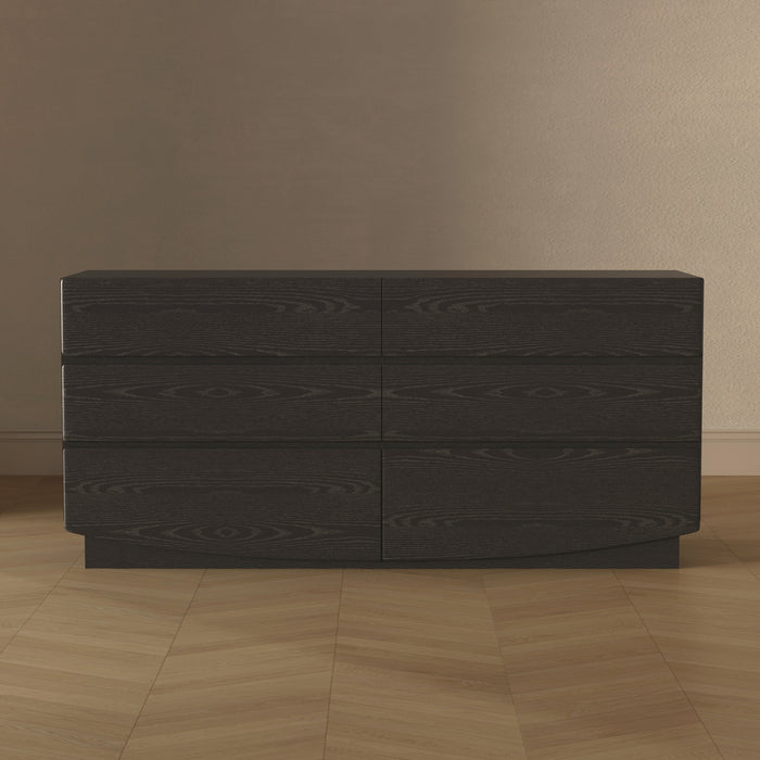 Commode contemporaine Ardea 72\" en noir (6 tiroirs)