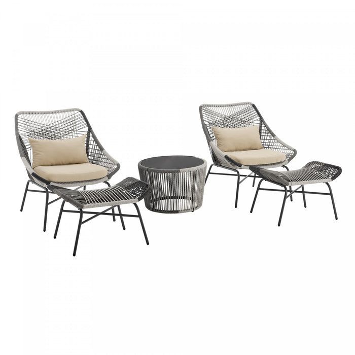 Ensemble de conversation moderne Ashland 5 pieces en creme