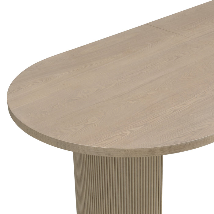 Madison Table a manger ovale en bois massif avec double pietement, bois clair naturel