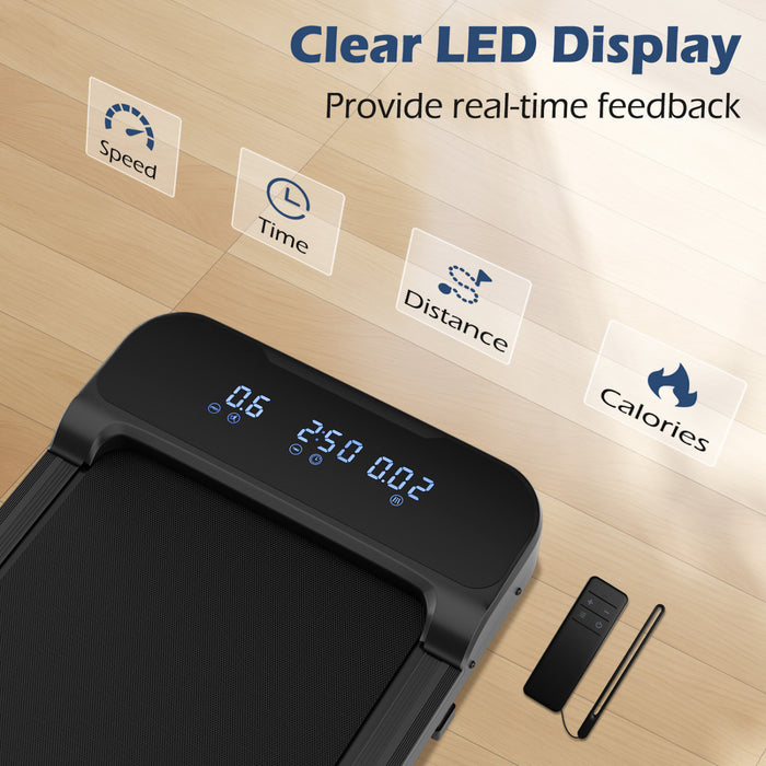 Goplus 2.5hp Under Desk Tapis Roulant Pour La Maison Et Le Bureau Telecommande Led Affichage Noir