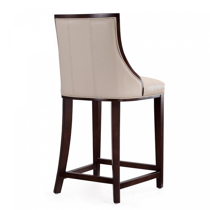 Tabouret de comptoir traditionnel en bois avec assise rembourree creme Fifth Avenue - Lot de 2