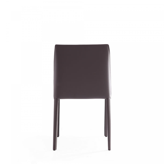 Chaise de salle a manger moderne en cuir vegetalien gris Paris - Lot de 4