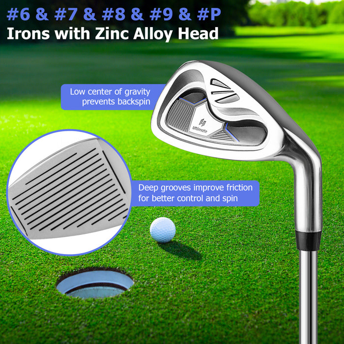 Costway 9 Pcs Hommes Complete Golf Club Set A Droite Avec 460cc Alliage Driver Fers Navy