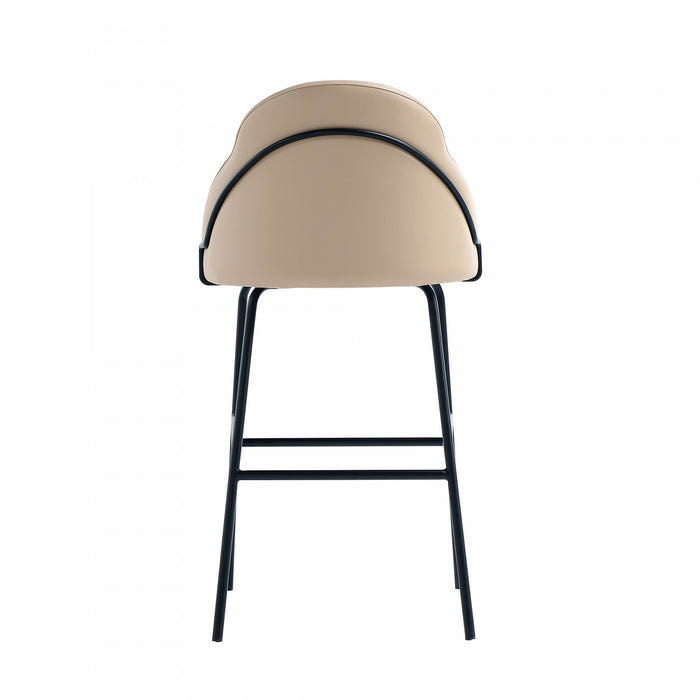 Tabouret de bar moderne en metal Gracie, rembourre, couleur beige et noir