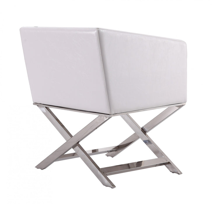 Fauteuil d’appoint contemporain en cuir vegetalien blanc Hollywood – Lot de 2