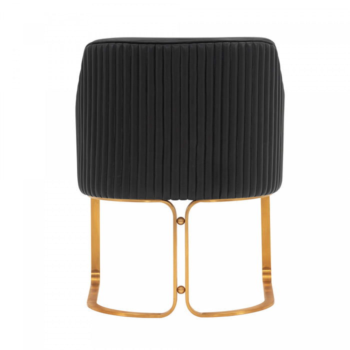 Chaise de salle a manger Raya en bois moderne et cuir vegetalien noir - Lot de 2