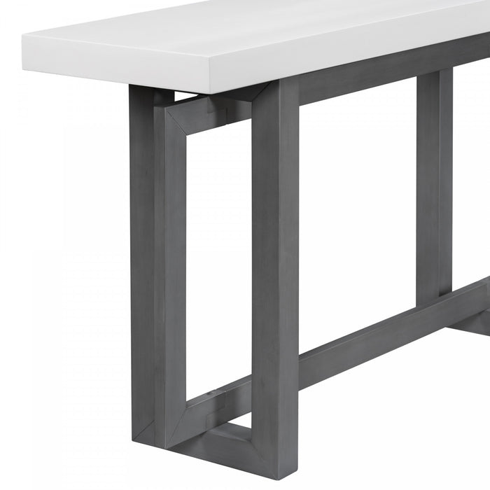 Table d'entree peinte Ethan 59,1'' avec design rectangulaire triple et pieds en bois de pin, blanche