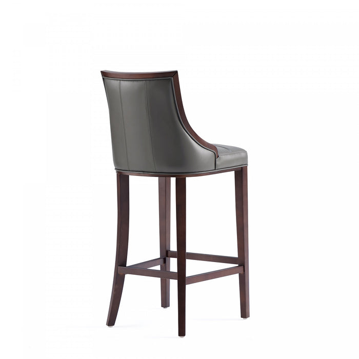 Tabouret de bar traditionnel en bois avec assise rembourree Fifth Avenue, graphite – Lot de 3