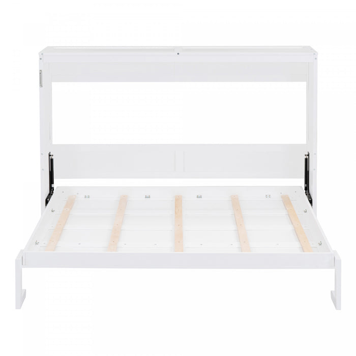 Evelyn Lit mural escamotable gain de place Murphy avec design d’armoire pliable, lit Full, blanc