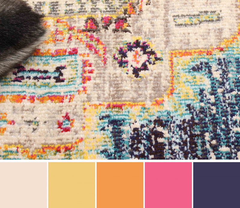 Tapis Traditionnel Lotus 8'0\" x 10'0\" en Bleu marin