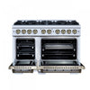 Forno Ambassador 48" Gas Range in White, 8 Sealed Burners, 6.7 Cu.Ft. Ovens - FFSGS6299-48CPWHT | Cuisiniere a gaz Ambassador de 48 po, blanche, 8 bruleurs scelles, fours de 6,7 pi³ – FFSGS6299-48CPWHT