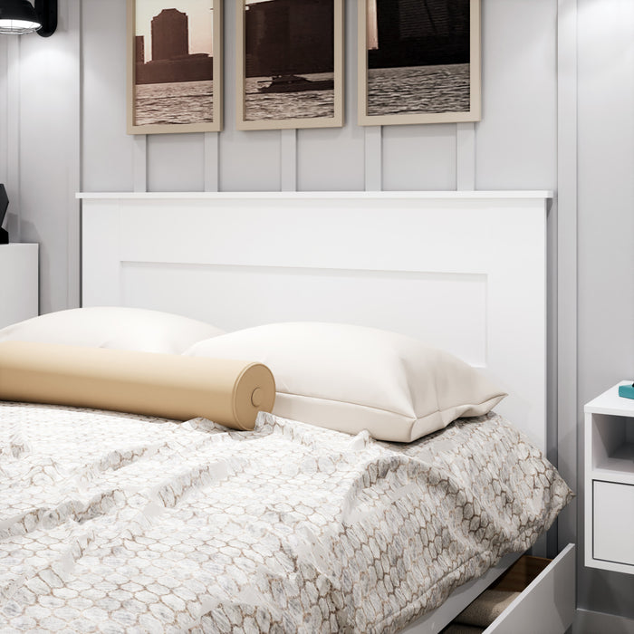 Tête de lit à panneau plat pour grand lit - blanche