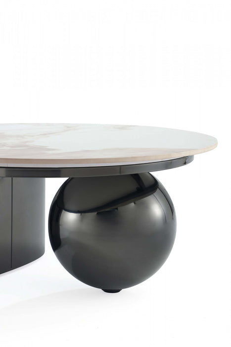 Ensemble moderne et glamour Laurel de 2 tables : table basse et table d’appoint, coloris noir