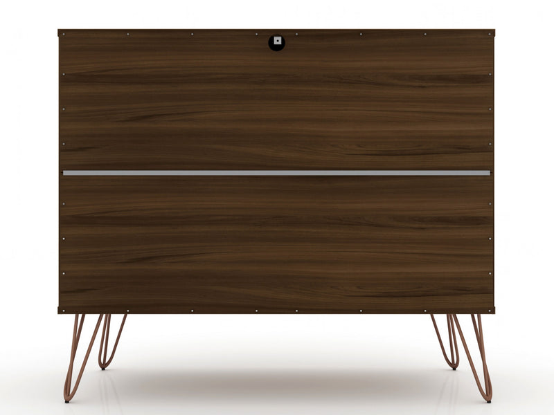 Commode Rockefeller Mid-Century Modern 89 cm en marron chataigne (3 tiroirs) – Lot de 2