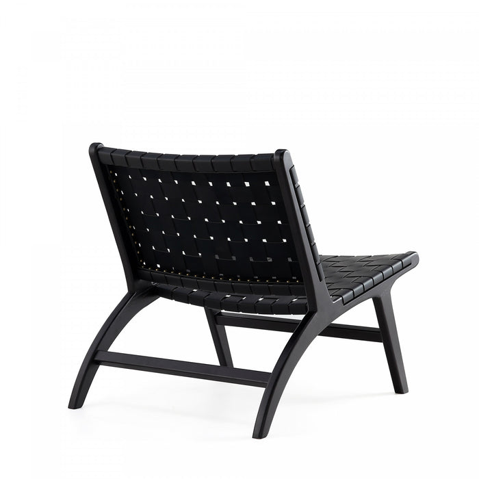 Fauteuil d’appoint Maintenon Industry Chic en bois et cuir vegetalien noir – Lot de 2