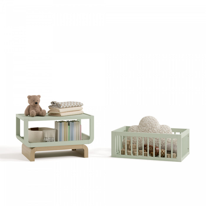 Storkcraft Santorini Berceau convertible 3-en-1 de luxe - Sauge avec bois clair