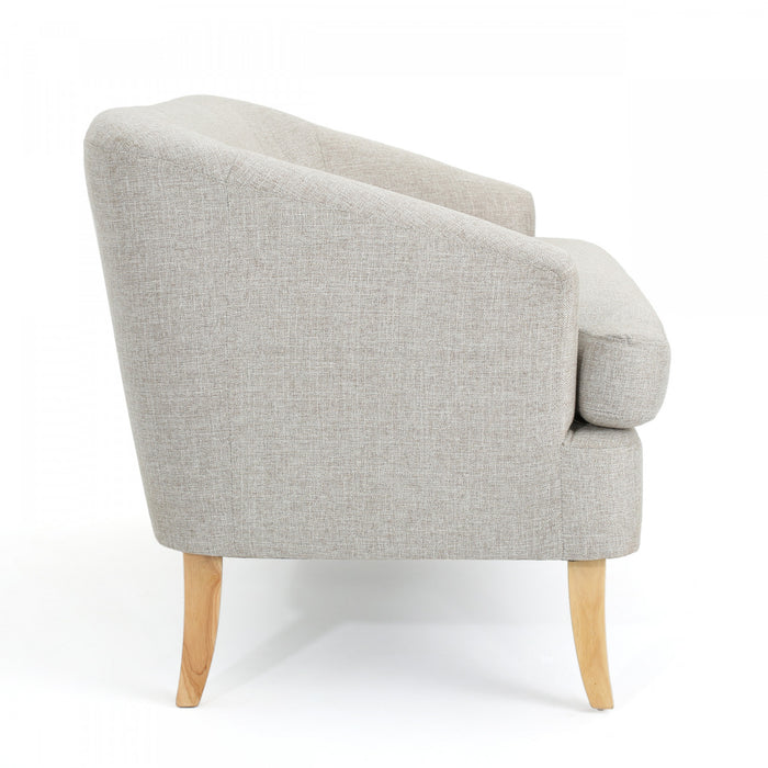 Causeuse Zona En Tissu aspect lin Avec Pattes Évasées En Bois - Beige