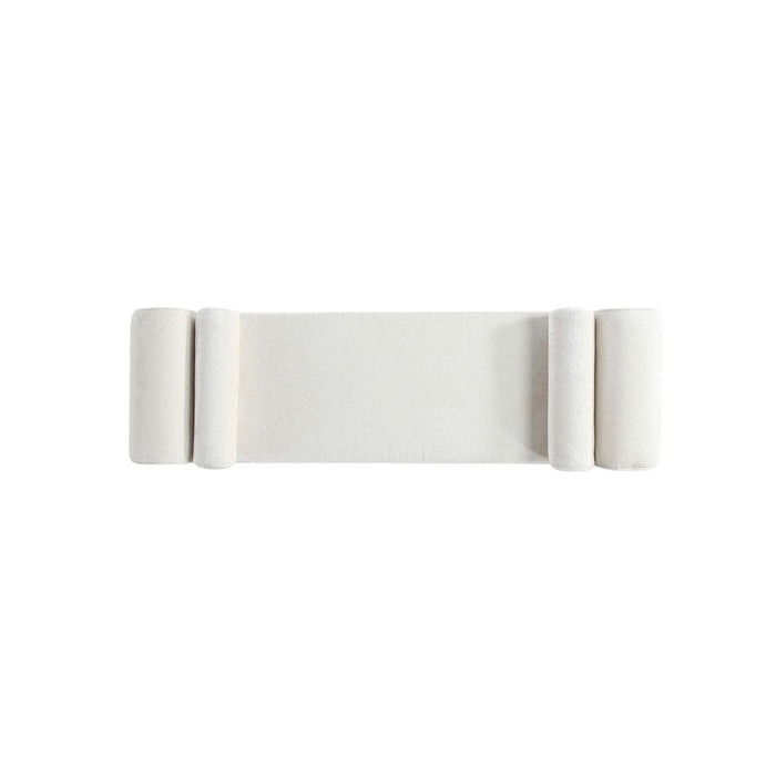 Banc d’appoint moderne et glamour Concord en chenille ivoire
