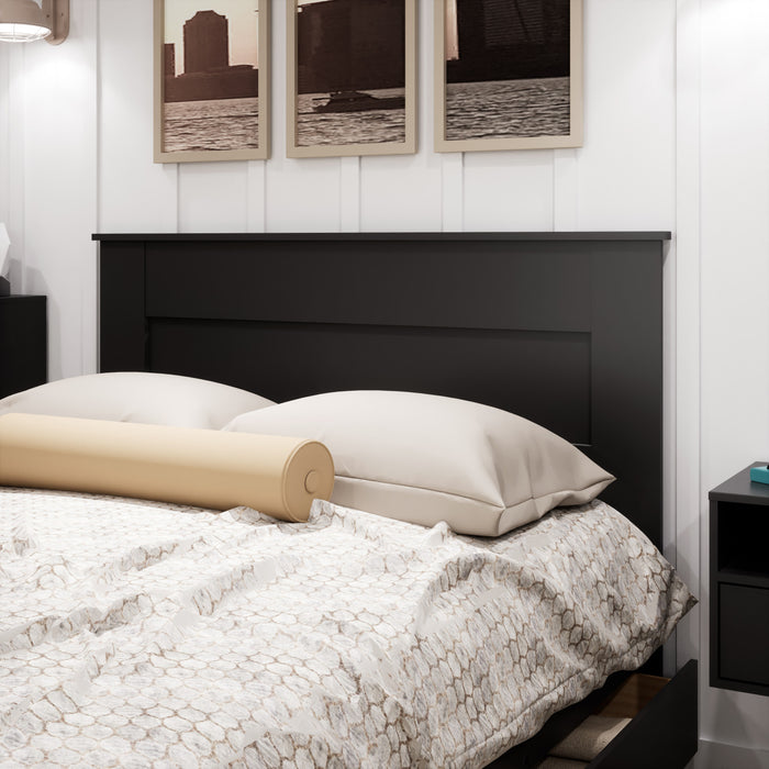 Tête de lit à panneau plat pour grand lit - noire