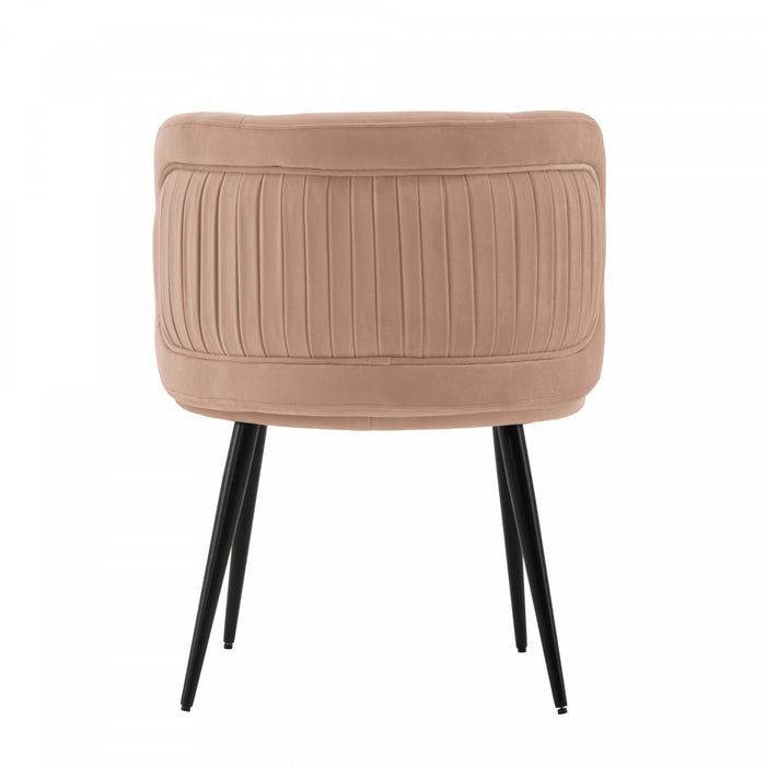 Chaise de salle a manger Kaya en bois moderne et velours coloris nude - Lot de 2