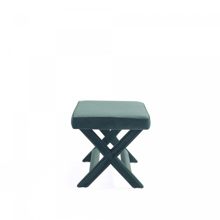 Banc d’appoint Abigail style milieu du siecle moderne en velours vert foret