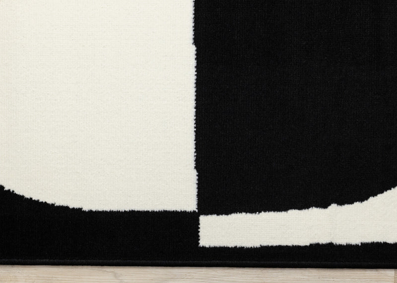 Motif geometrique dynamique noir et blanc Florence, 5'3\" x 7'4\"