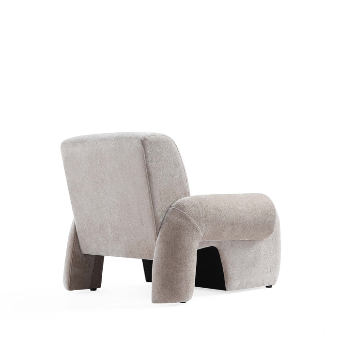 Fauteuil lounge en chenille beige style mid-century modern Verandah - Lot de 2