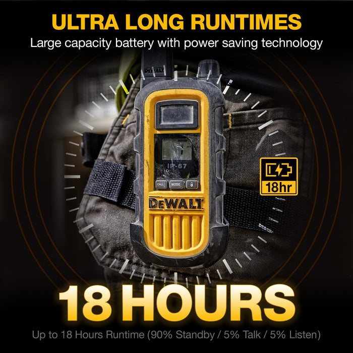 6 Talkies de chantier Dewalt DXFRS800 - 2 Watts, robuste, longue portée, radios bidirectionnelles intérieures-extérieures + 22 canaux
