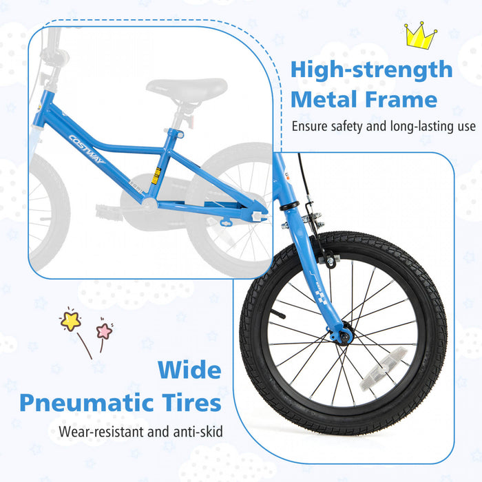 Costway 16\" Velo D'entrainement Pour Enfants Avec Roues D'entrainement Amovibles Pneumatiques Navy