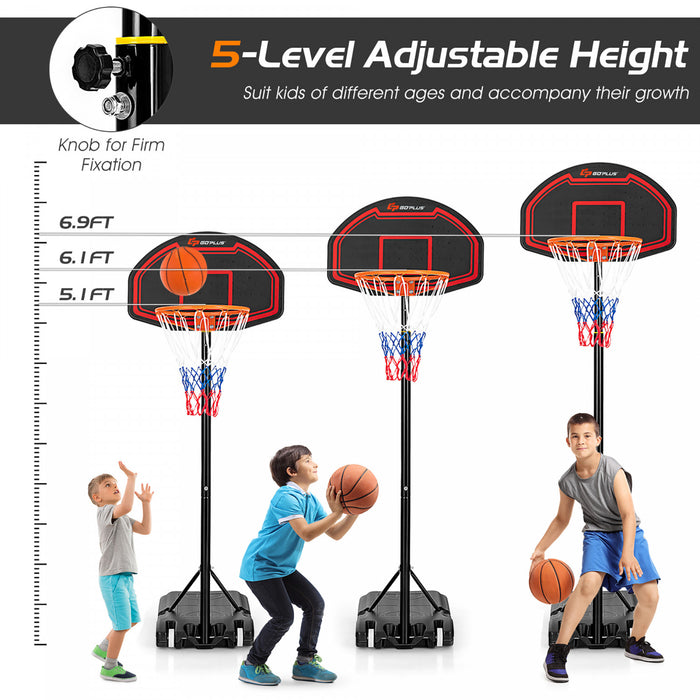 Support De Panier De Basket Reglable Pour Enfants De Marque Costway Avec Roues Et Panneau Incassable En Filet Durable