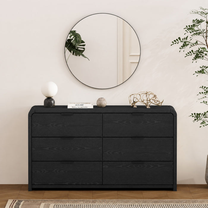 Commode moderne Grace 60\" en noir (6 tiroirs)