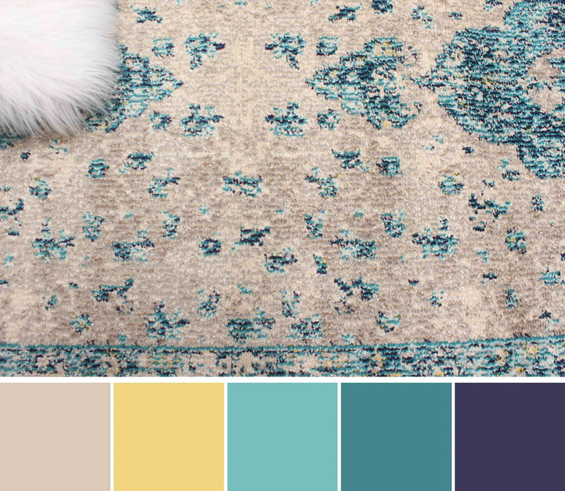 Tapis de Couloir Traditionnel Daria 2'8\" x 8'2\" en Bleu