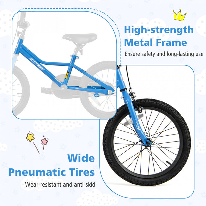 Costway 18\" Velo D'entrainement Pour Enfants Avec Roues D'entrainement Amovibles Pneumatiques Navy