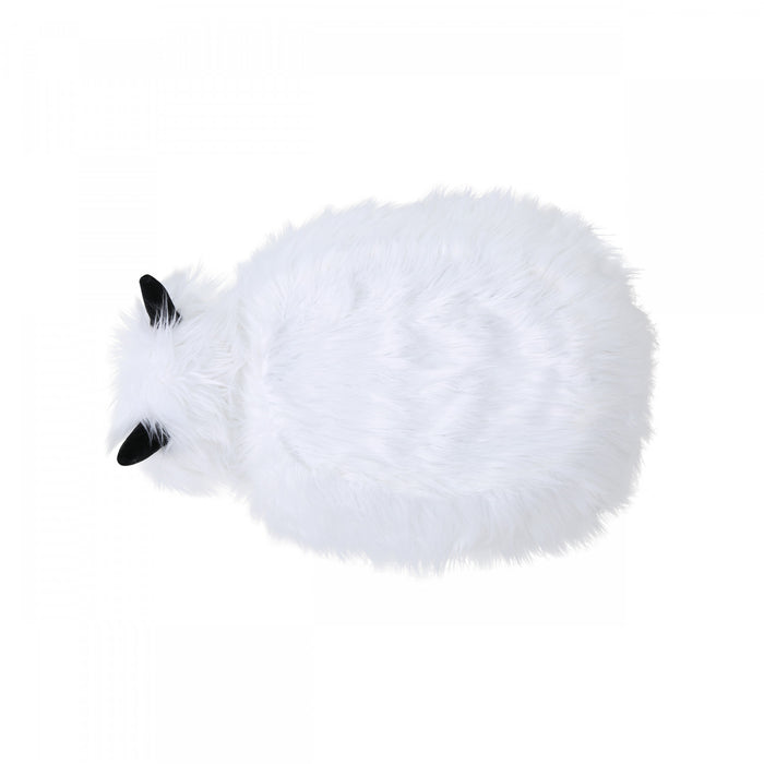 Pouf Repose-pieds Julius En Bois Tapisse Avec Pieds En Forme De Yak, Blanc
