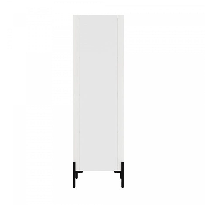 Armoire bibliotheque moderne Abbey 32\" en verre trempe blanc (4 etageres)