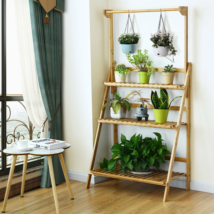 Etagere A Plantes Pliable En Bambou