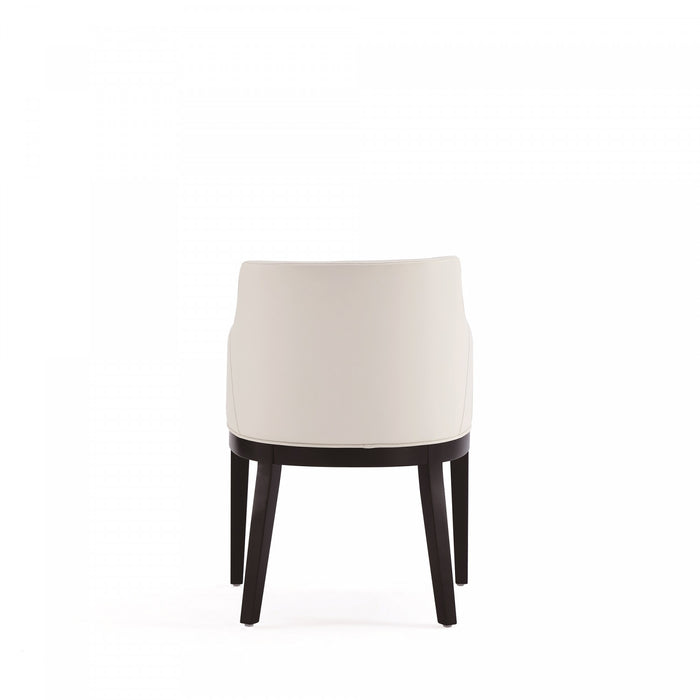 Fauteuil en bois moderne Gansevoort en cuir vegetalien ivoire - Lot de 2