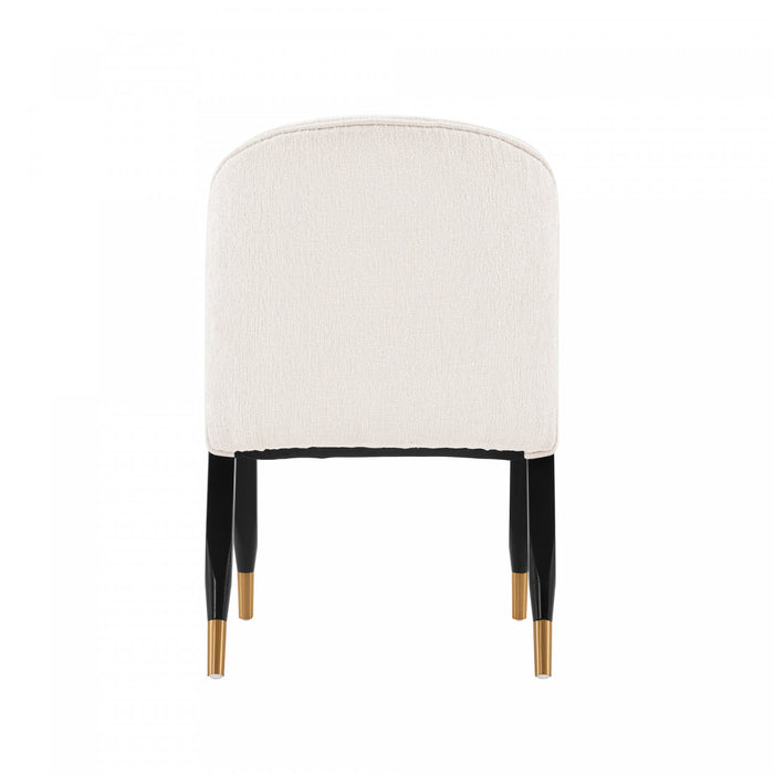 Chaise de salle a manger moderne Ola en bois et chenille creme - Lot de 2