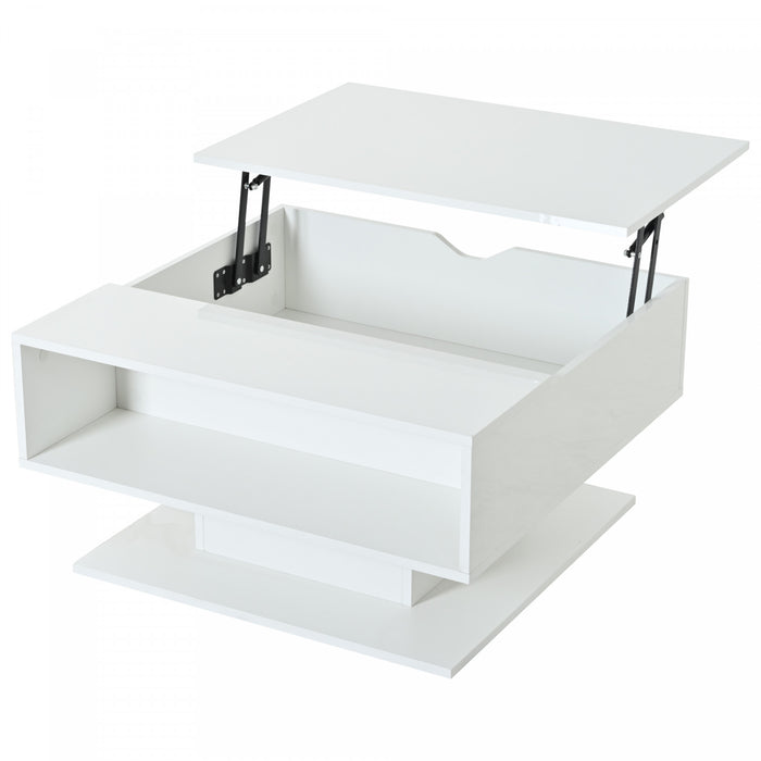 Ethan table basse relevable avec eclairage LED, blanc