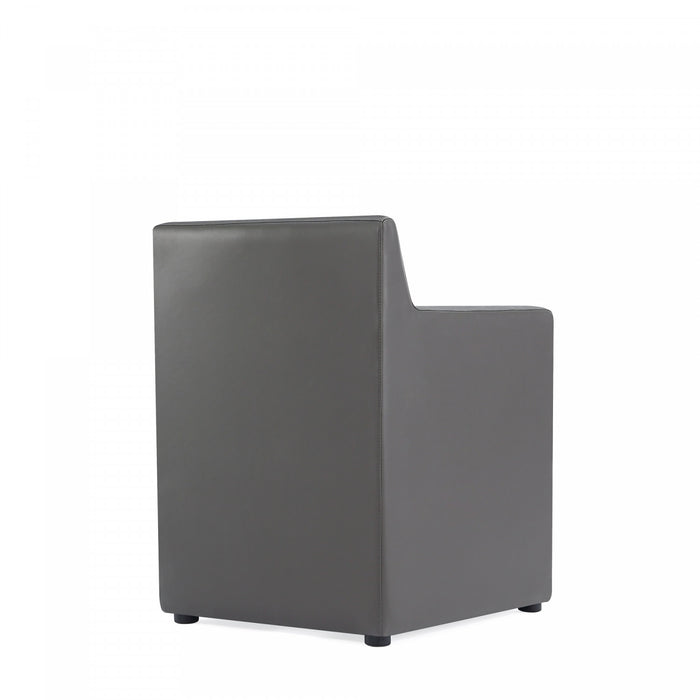 Fauteuil moderne en cuir vegetalien Anna Square en graphite - Lot de 2