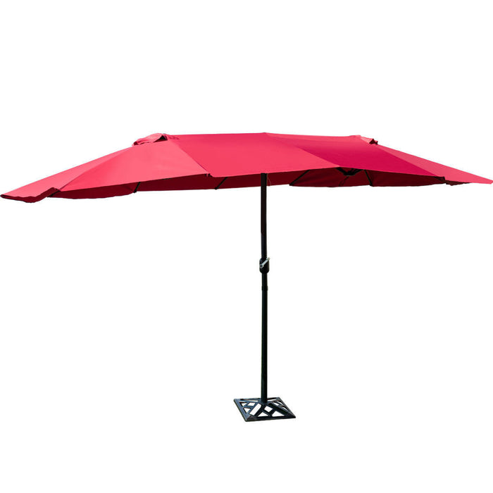 Costway Parasol de marche exterieur 15' double-face Twin Patio avec manivelle Vin