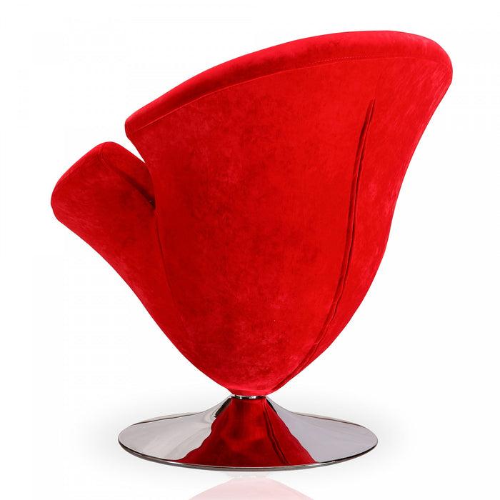 Fauteuil lounge pivotant moderne en velours Tulip rouge - Lot de 2