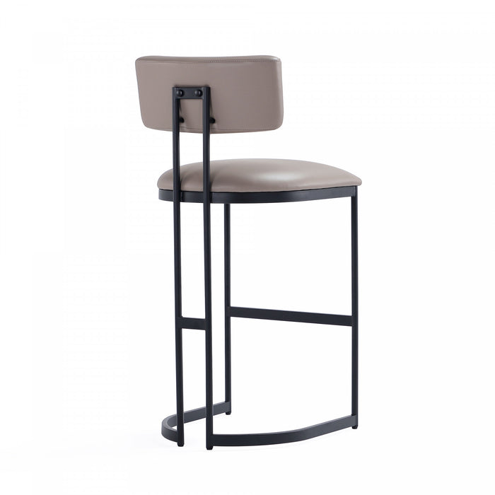 Tabouret de bar moderne contemporain en metal Juno, couleur taupe