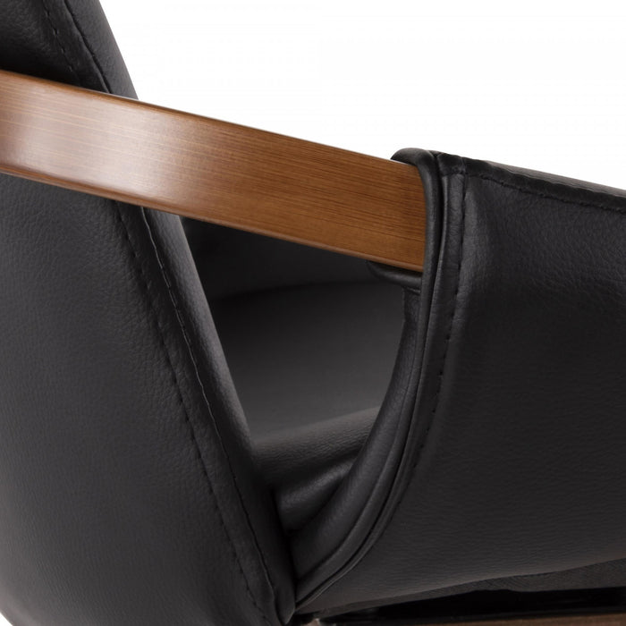 Tabouret moderne du milieu du 20e siècle Cosmo de hauteur comptoir en similicuir - noyer et noir
