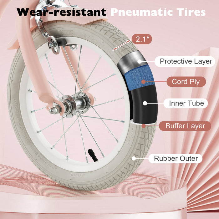 Velo Costway 14\" Pour Enfants Avec Roues D'entrainement Amovibles Et Panier Pour 3-5 Ans