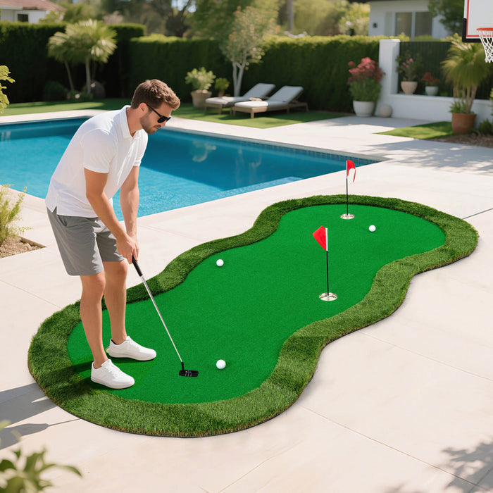 Costway 5 X 10 Ft Tapis De Pratique De Golf Professionnel Avec 3 Trous Et Des Balles De Golf Pour La Maison